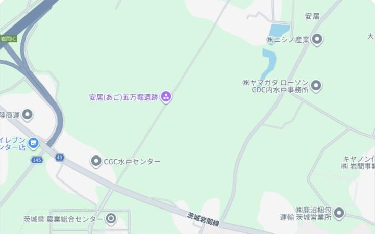 岩間危険物倉庫の所在地を示す地図
